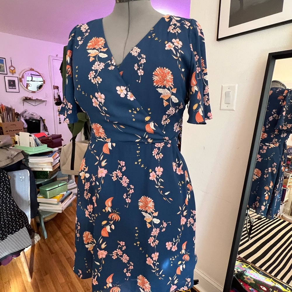 NWT, BB DAKOTA Women's Laselle Cherry Blossom Printed Wrap Dress size 10